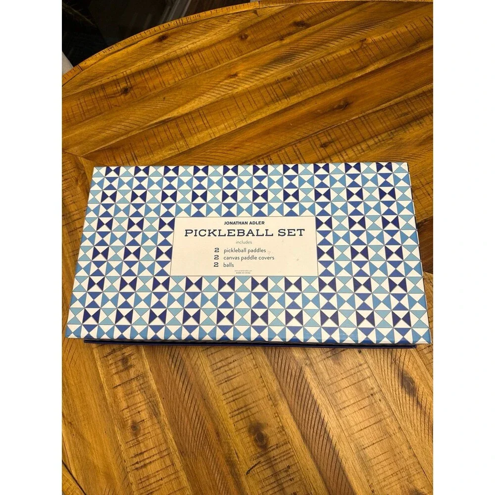 Jonathan Adler Sorrento Pickleball Set NWT 2 Paddles Covers Balls Box